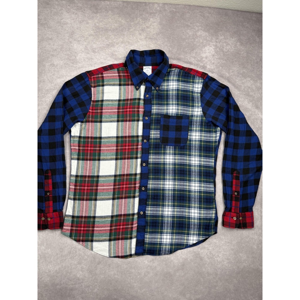 Brooks Brothers Shirt Mens Large Plaid Patchwork Regent Fit‎ Flannel Button Down